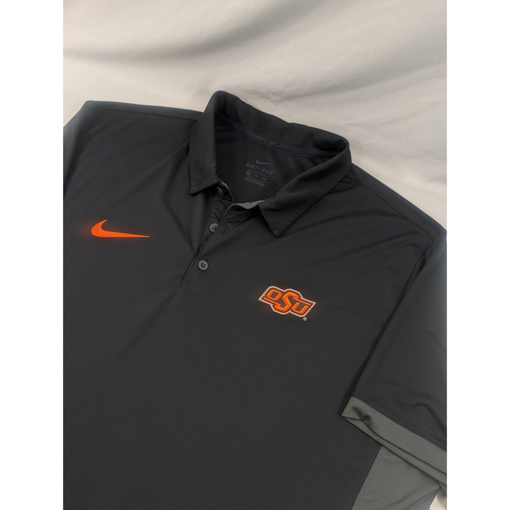 Oklahoma State Cowboys Polo Shirt Men Black Nike Dri Fit OSU NCAA XXL Football